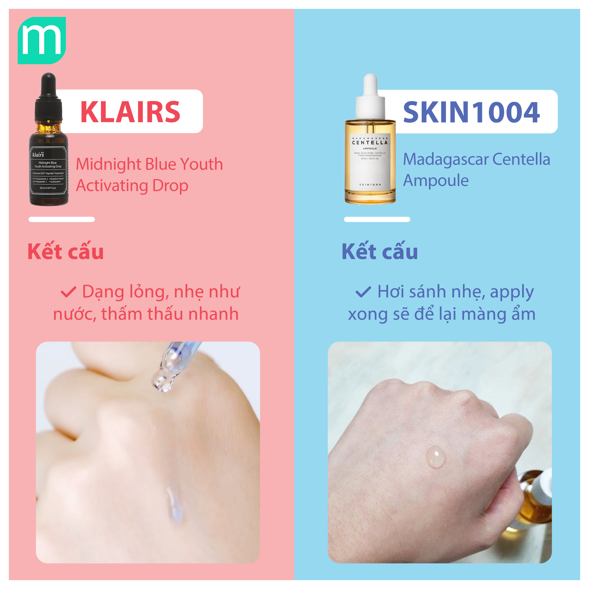 So Kè 2 Serum Phục Hồi Hàn Quốc: Serum Klairs Midnight Blue Và Serum Skin1004 Madagascar Centella