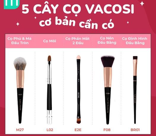 5 Cây Cọ Vacosi Mà Makeup Cơ Bản Phải Có
