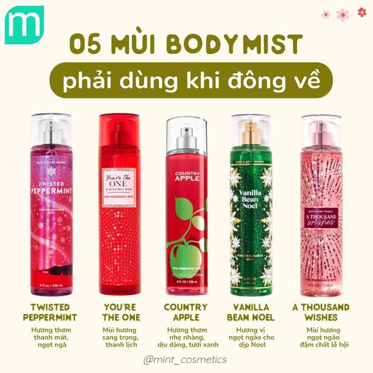 5 Mùi Body Mist Phải Dùng Khi Đông Về 5 Mùi Body Mist Phải Dùng Khi Đông Về