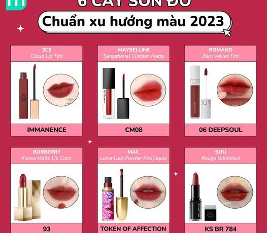 6 Cây Son Chuẩn Xu Hướng Màu 2023