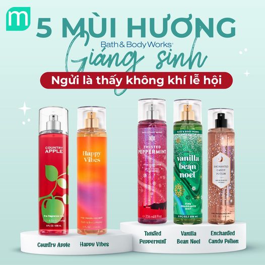 TOP 5 Body Mist Bath & Body Works Mùi Hương Giáng Sinh