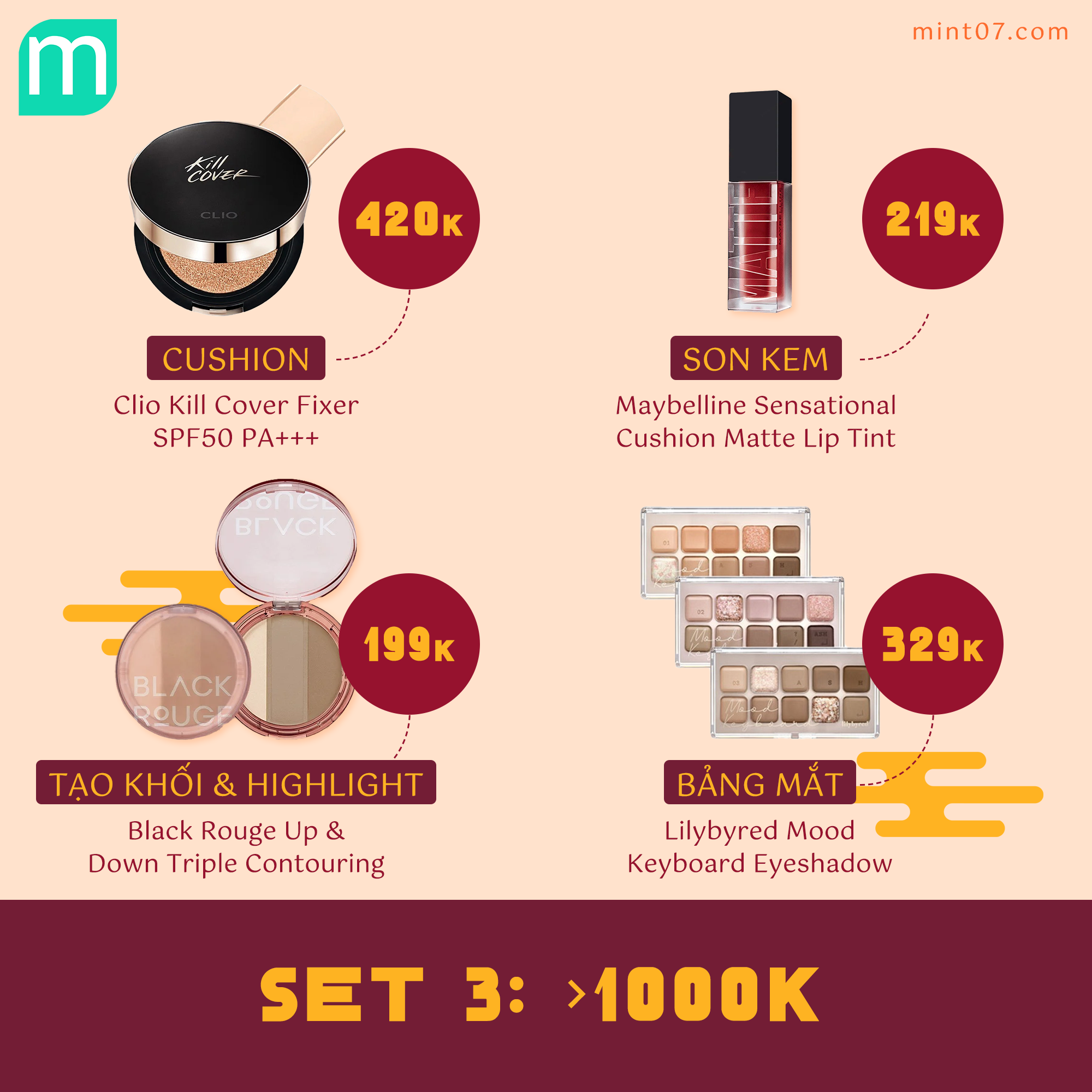 3 Set Makeup Theo Tầm Giá
