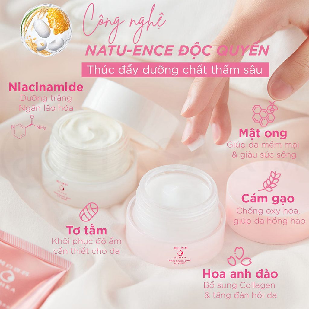Kem Dưỡng Senka Aqua Bright Glow UV Moist Whip SPF25 50g