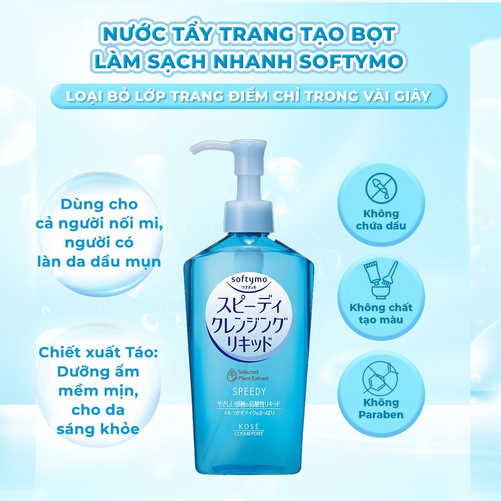 Nước Tẩy Trang Làm Sạch Nhanh Kose Softymo Speedy Cleansing Liquid 230ml