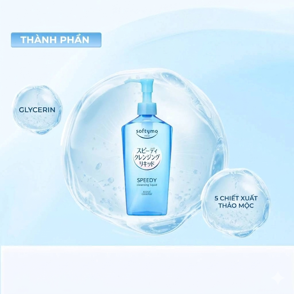 Nước Tẩy Trang Làm Sạch Nhanh Kose Softymo Speedy Cleansing Liquid 230ml