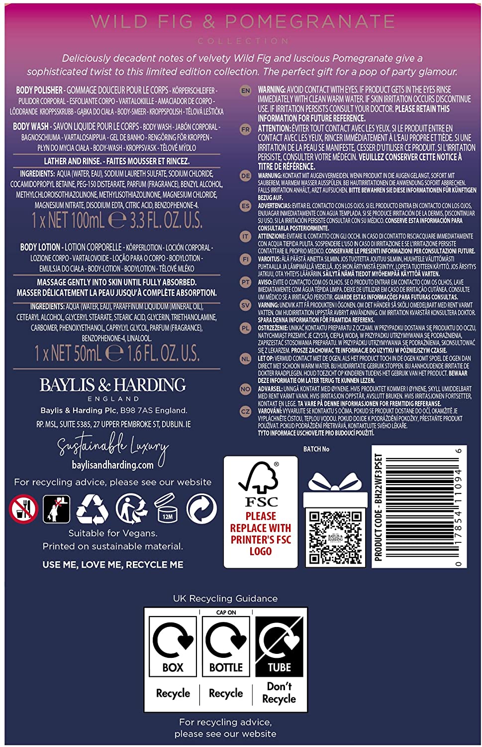 Set Baylis & Harding Wild Fig & Pomegranate 3 Món