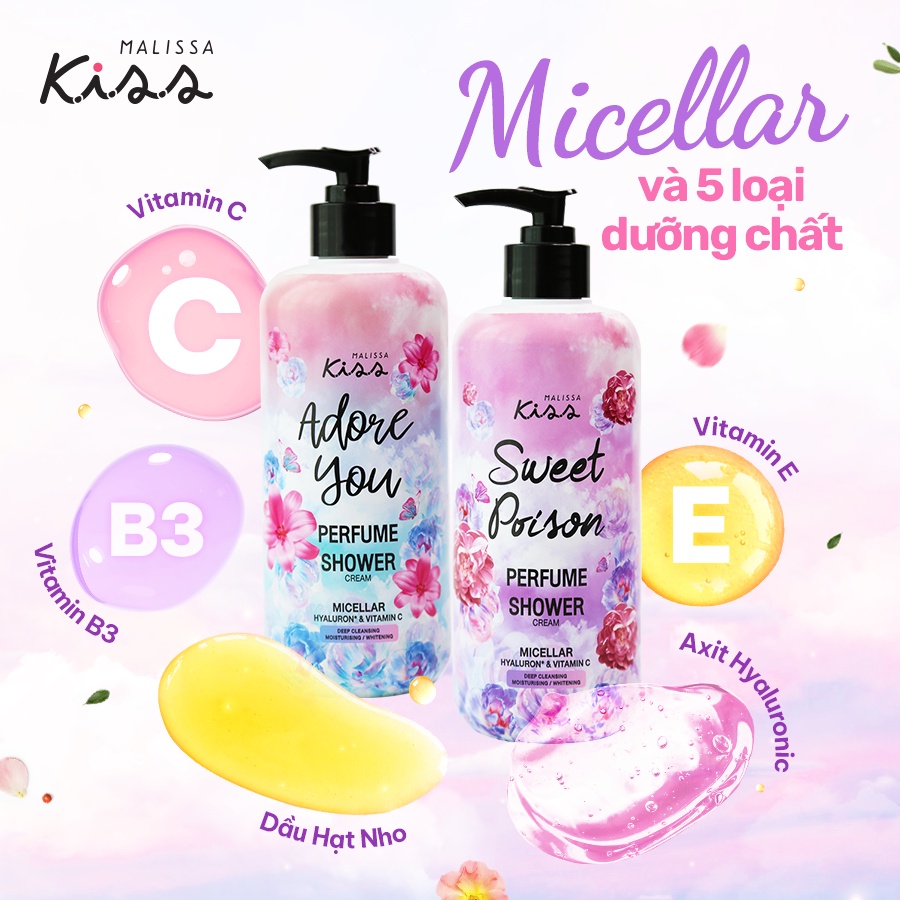 Sữa Tắm Hương Nước Hoa Malissa Kiss 350ml Sữa Tắm Hương Nước Hoa Malissa Kiss 350ml