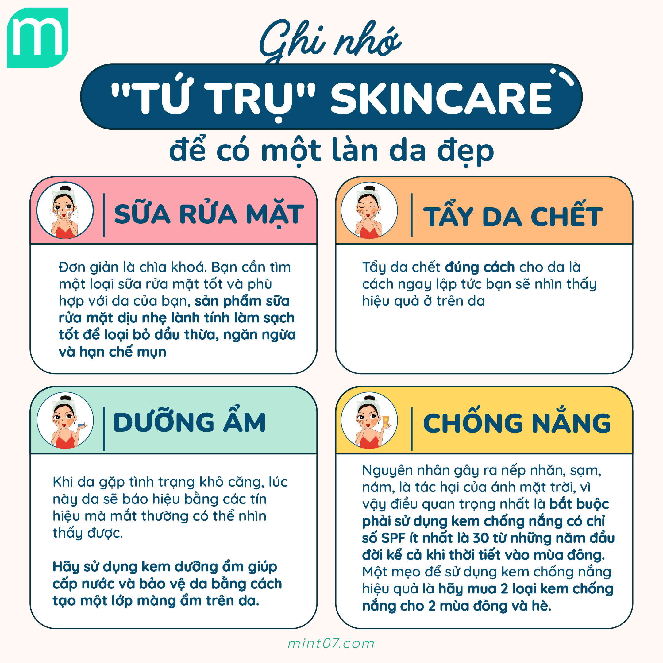 Ghi Nhớ: "Tứ Trụ" SkinCare Để Có Một Làn Da Đẹp Ghi Nhớ: "Tứ Trụ" SkinCare Để Có Một Làn Da Đẹp
