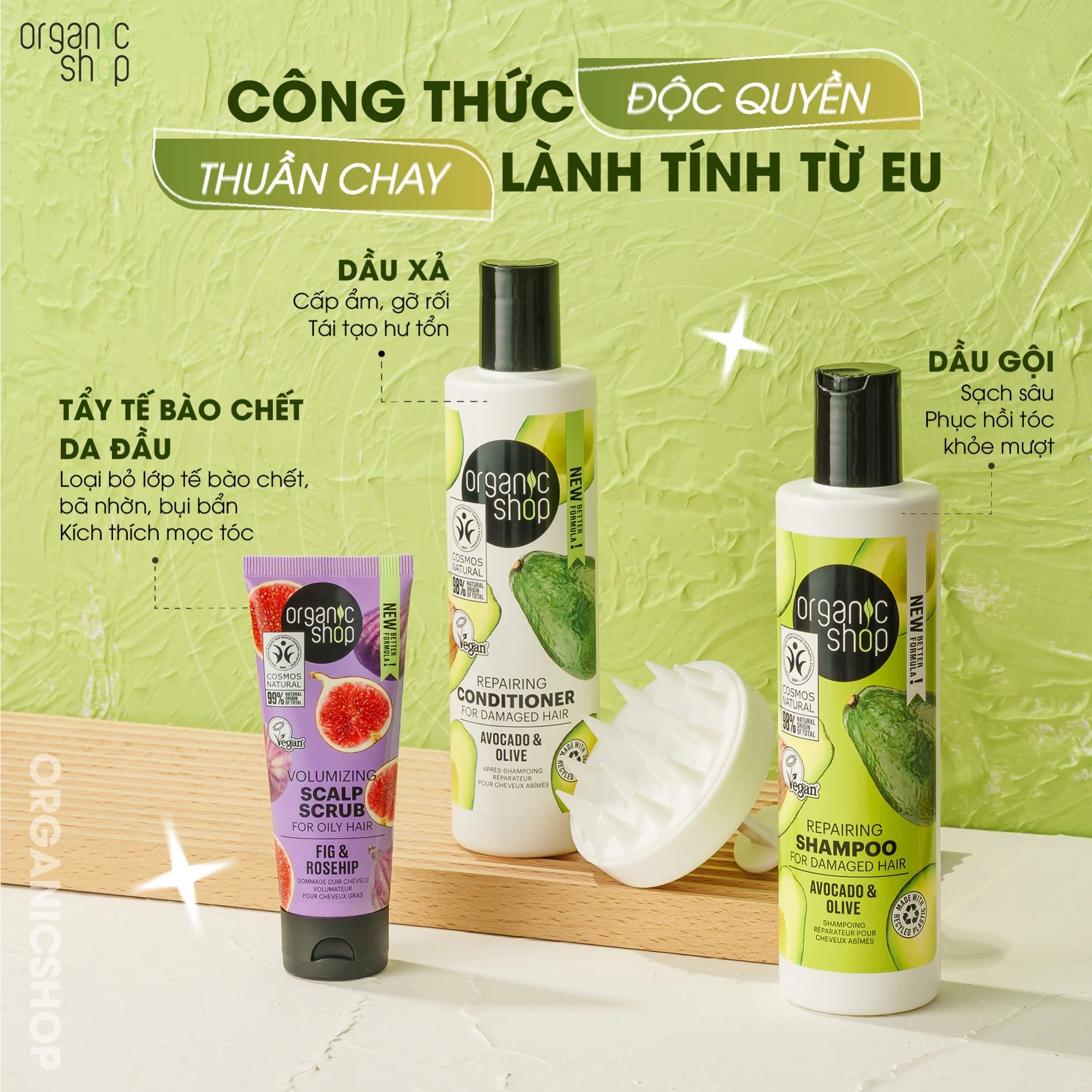 Set Organic Shop Repairing For Damaged Hair – Avocado & Olive Set Organic Shop Repairing For Damaged Hair – Avocado & Olive - Ảnh 3