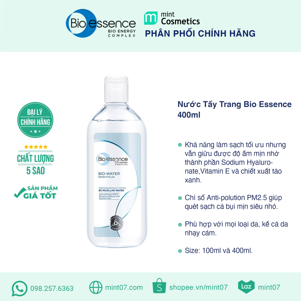 Nước Tẩy Trang Bio Essence Micellar Water 400ml