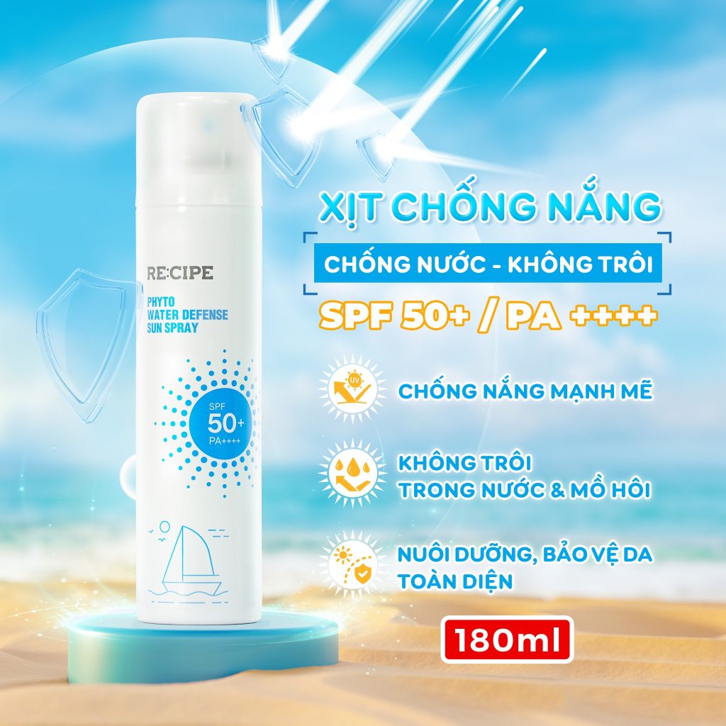 Xịt Chống Nắng RE:CIPE Phyto Water Defense Sun Spray SPF50 180ml