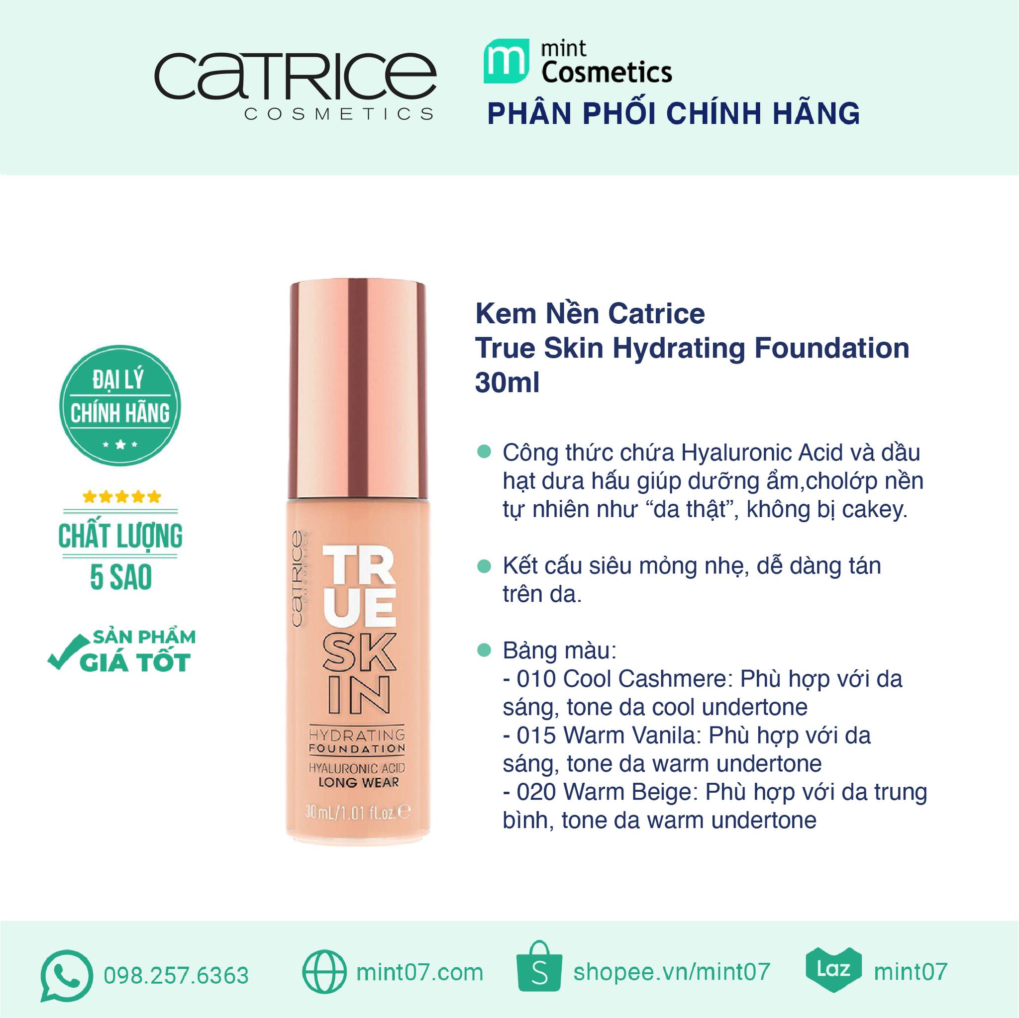 Kem Nền Catrice True Skin Hydrating Foundation 30ml