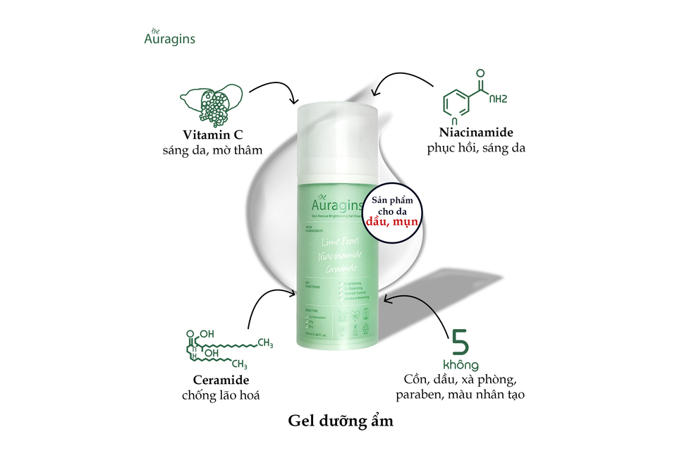 Gel dưỡng ẩm The Auragins Skin Rescue Brighttening gel Cream 100ml