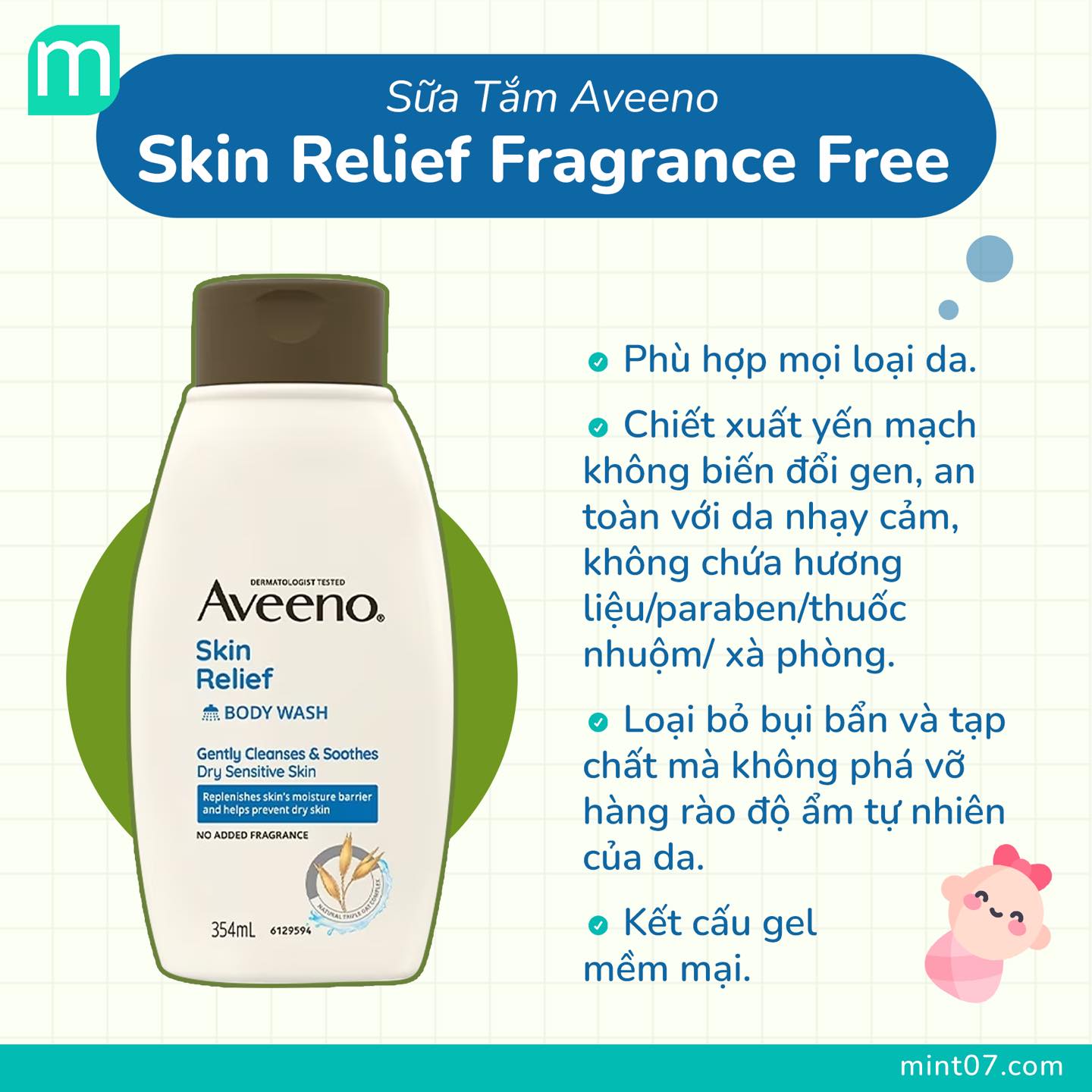 SỮA TẮM AVEENO SKIN RELIEF FRAGRANCE FREE 354ML