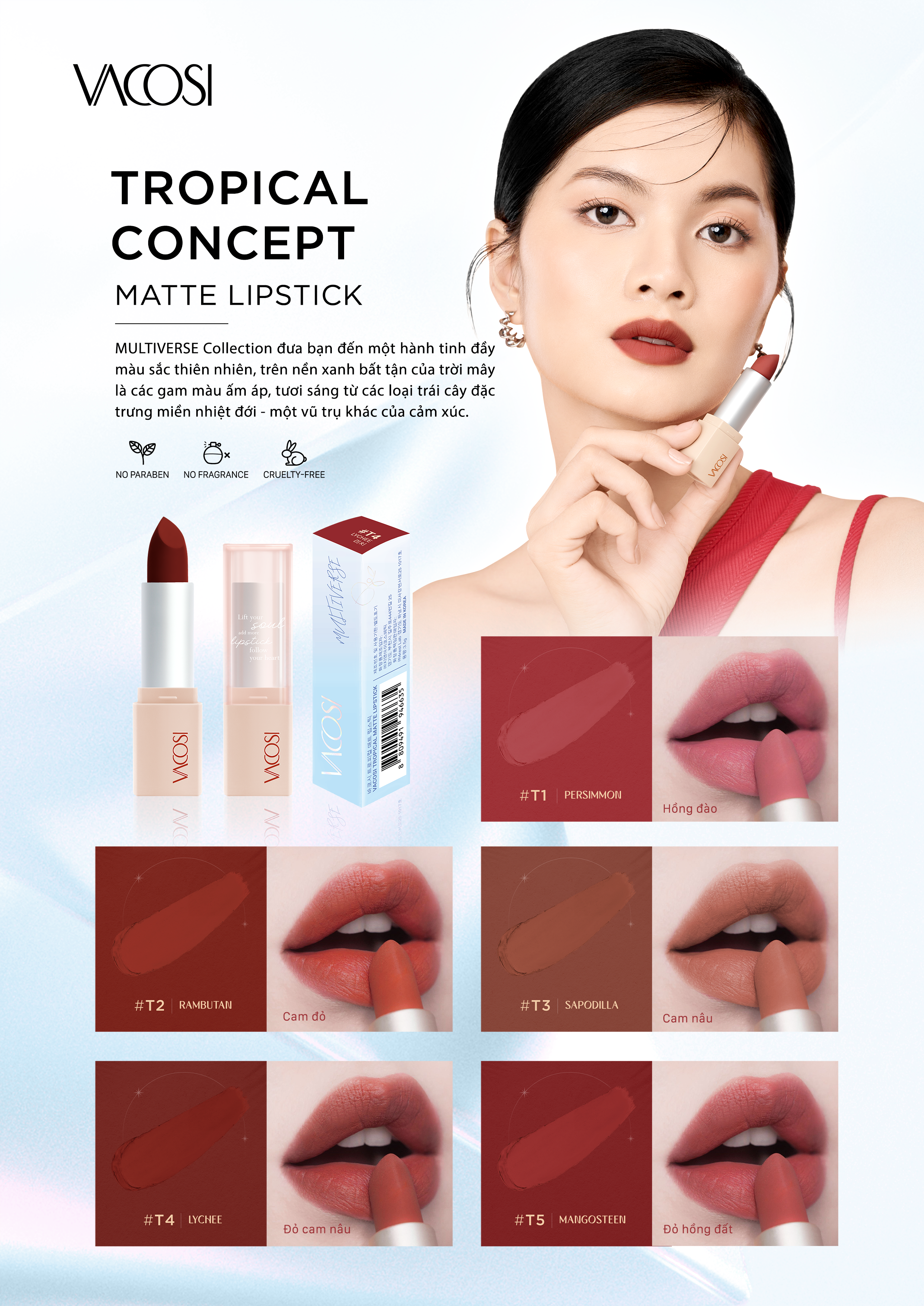 Son Thỏi Lì Vacosi Tropical Matte Lipstick
