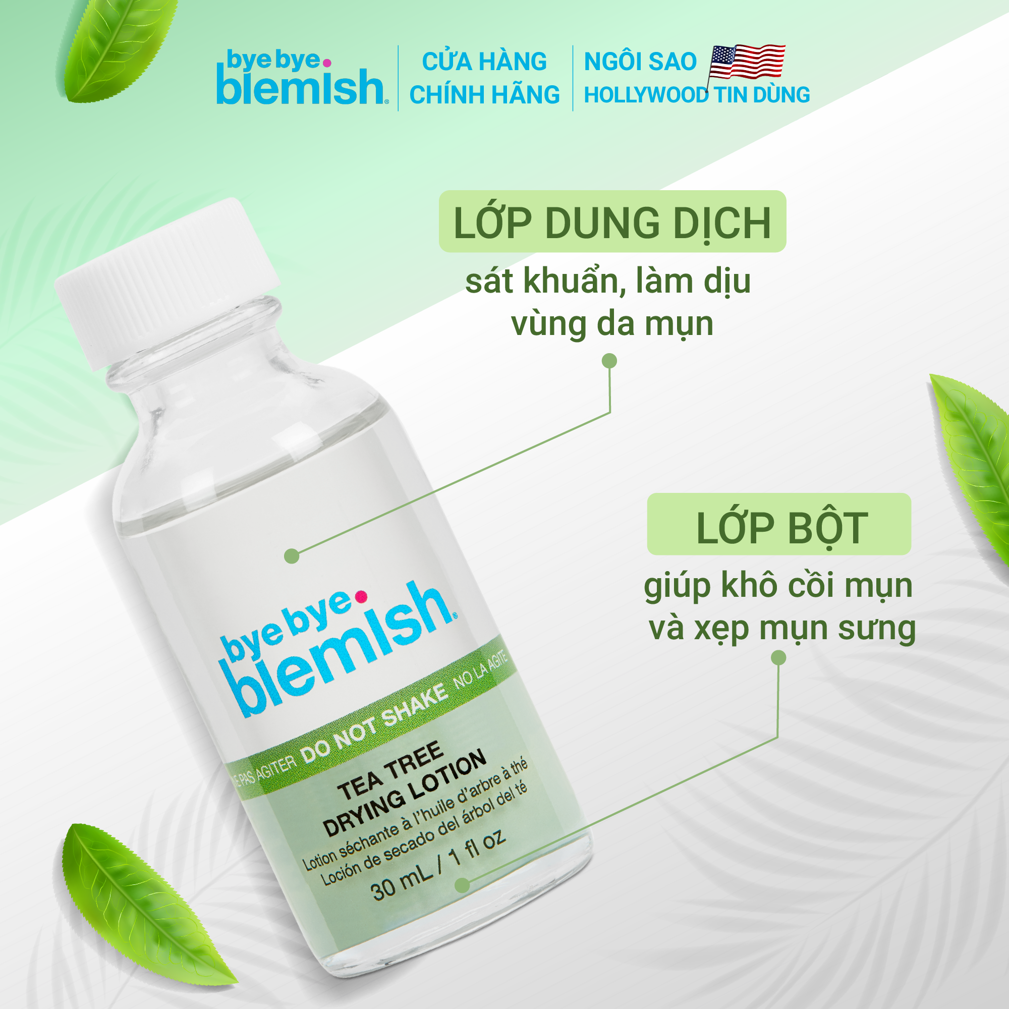 Lotion Chấm Mụn Bye Bye Blemish Dành Cho Mụn Sưng Viêm 30ml