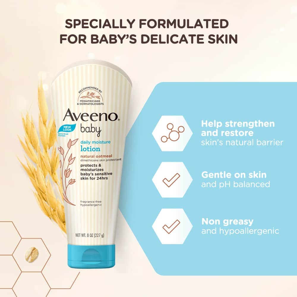 COMBO 1 SỮA DƯỠNG AVEENO BABY DAILY MOISTURE 227G + 1 TÚI AVEENO + 1 KEM DƯỠNG 15G