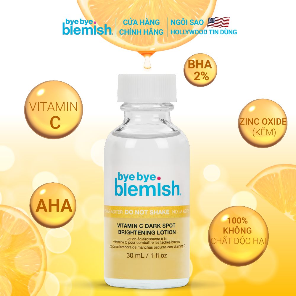 Chấm Mụn Bye Bye Blemish Vitamin C Dark Spot Brightening Lotion 30ml
