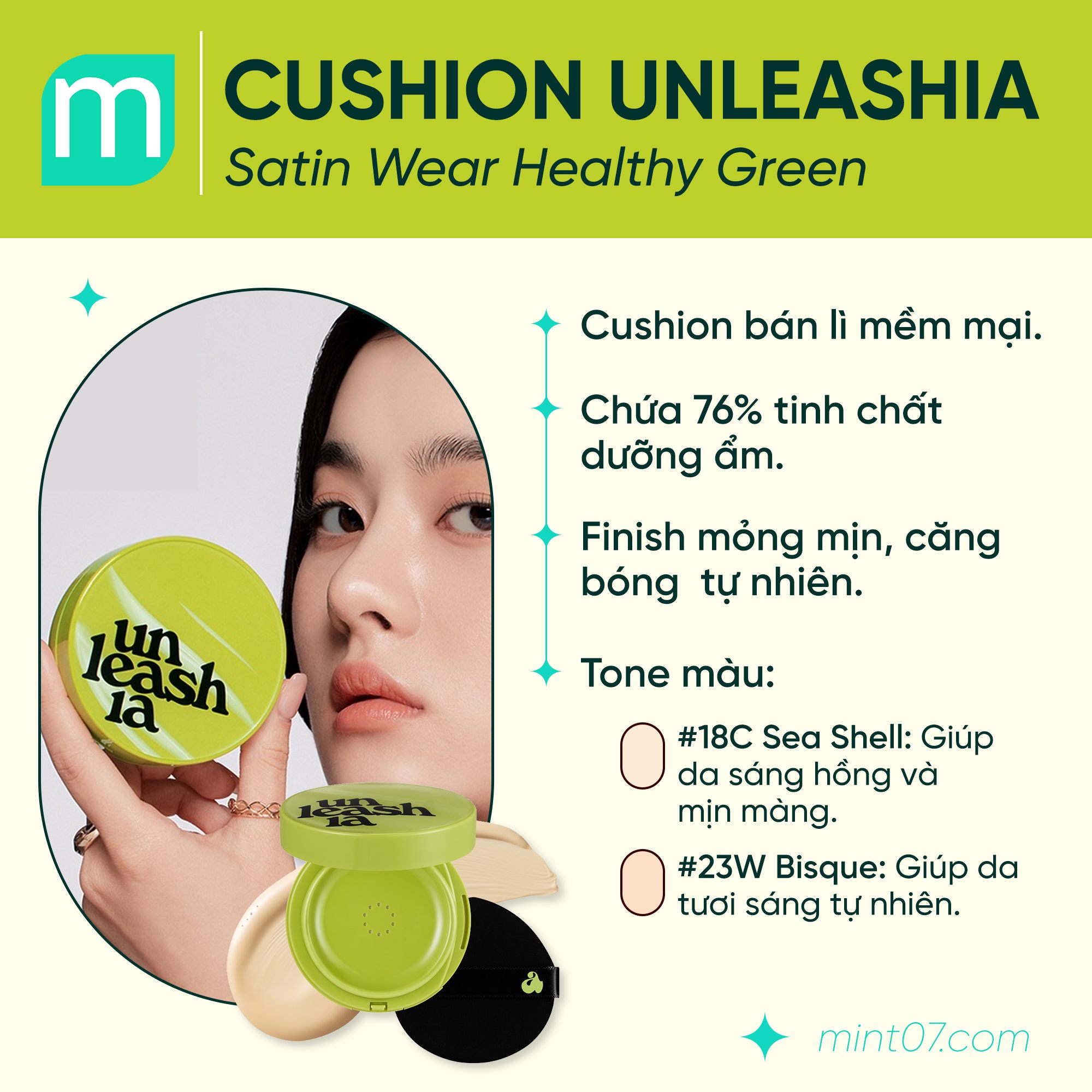 Cushion Unleashia Satin Wear Healthy Green