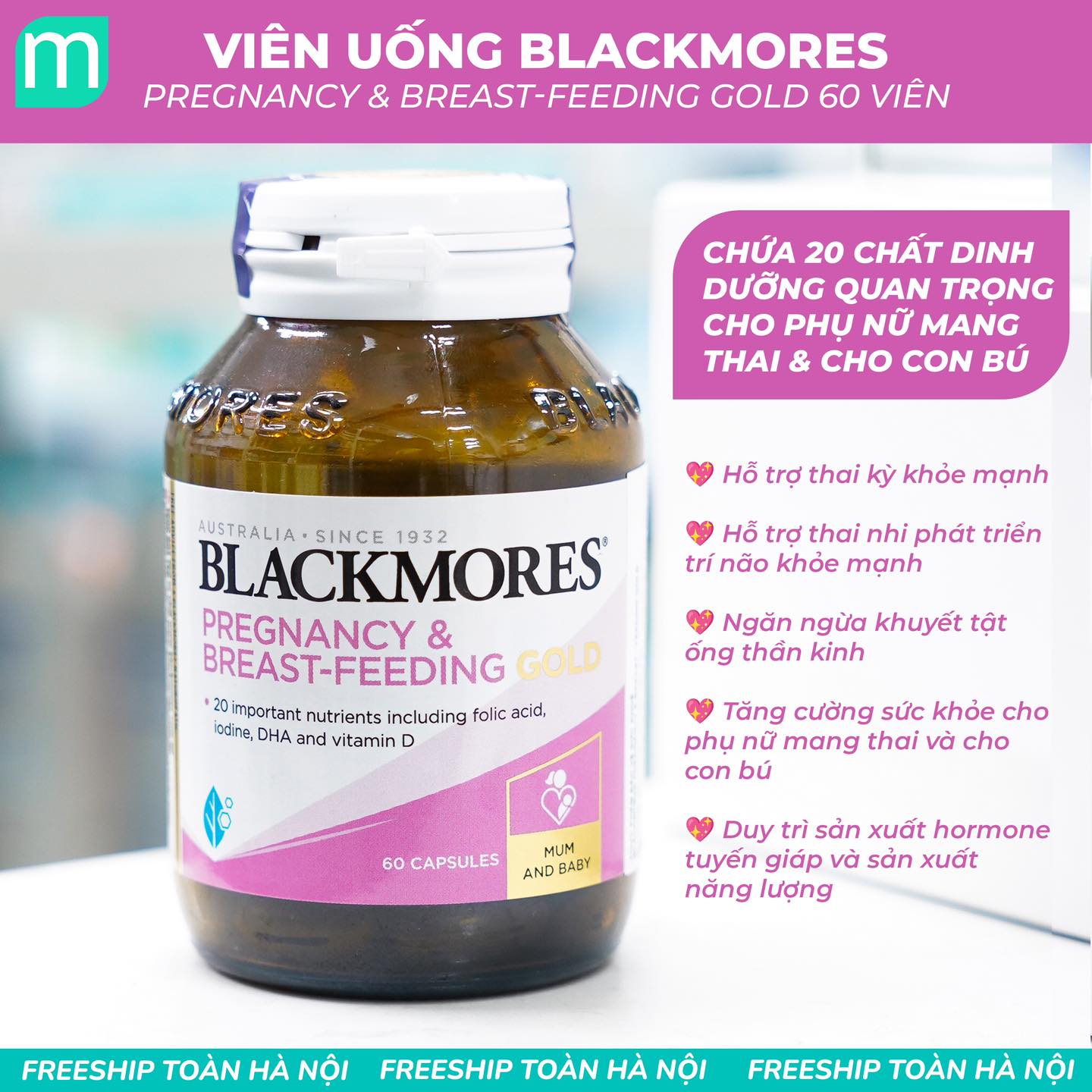 Viên uống BLACKMORES Pregnancy & Breast-feeding Gold 60 Viên