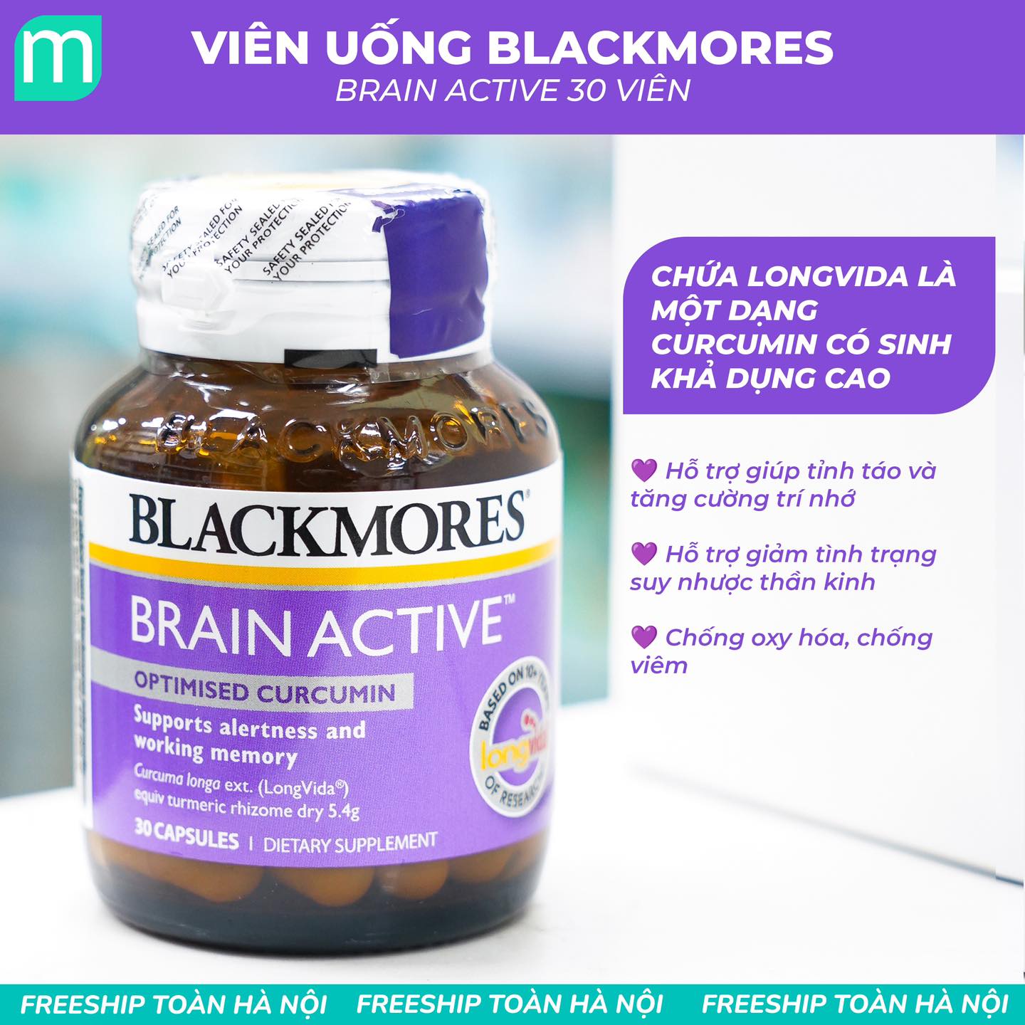 Viên uống BLACKMORES Brain Active Bổ Não 30 VIÊN