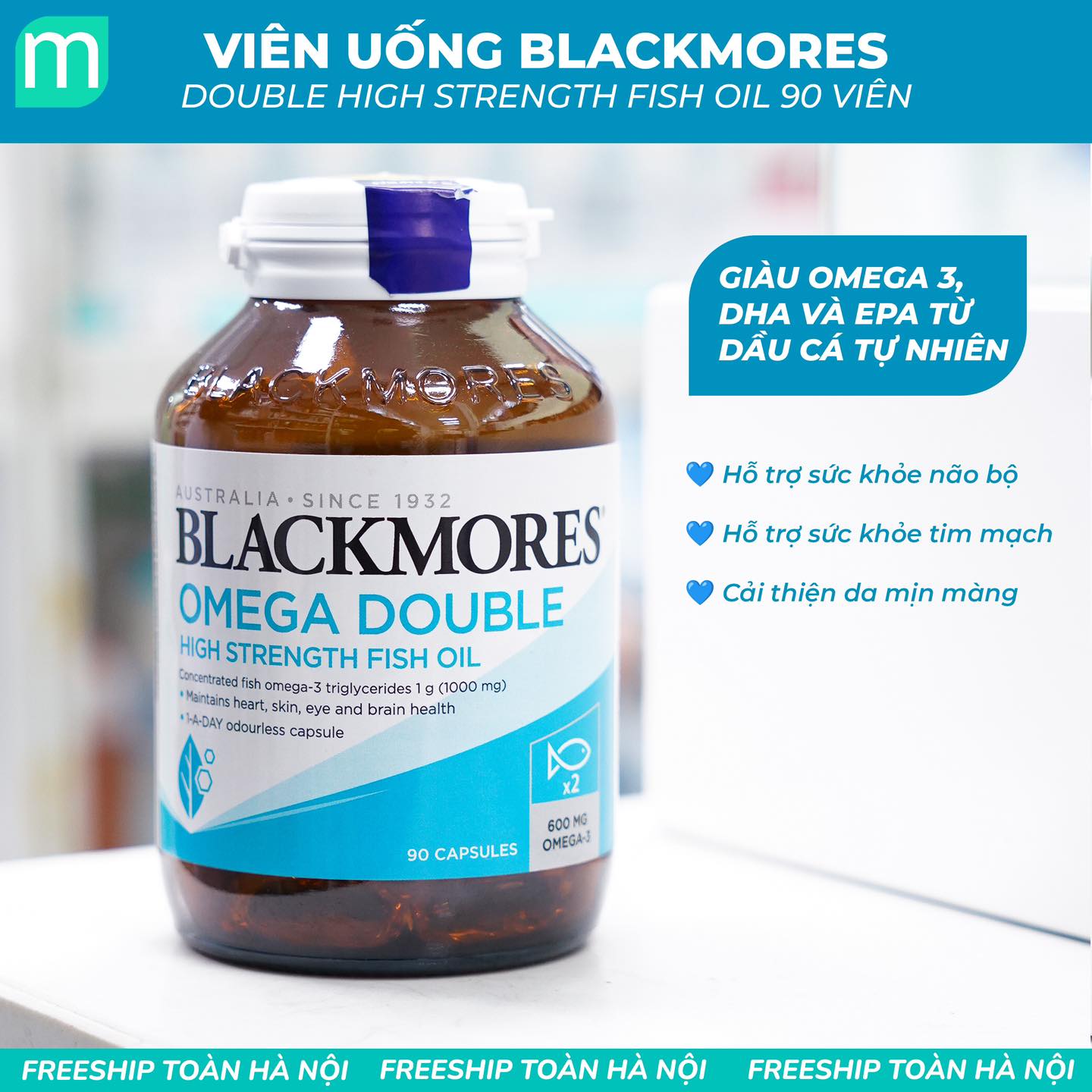 Viên uống BLACKMORES Omega Double High Stength Fish Oil Dầu Cá 90 Viên Viên uống BLACKMORES Omega Double High Stength Fish Oil Dầu Cá 90 Viên