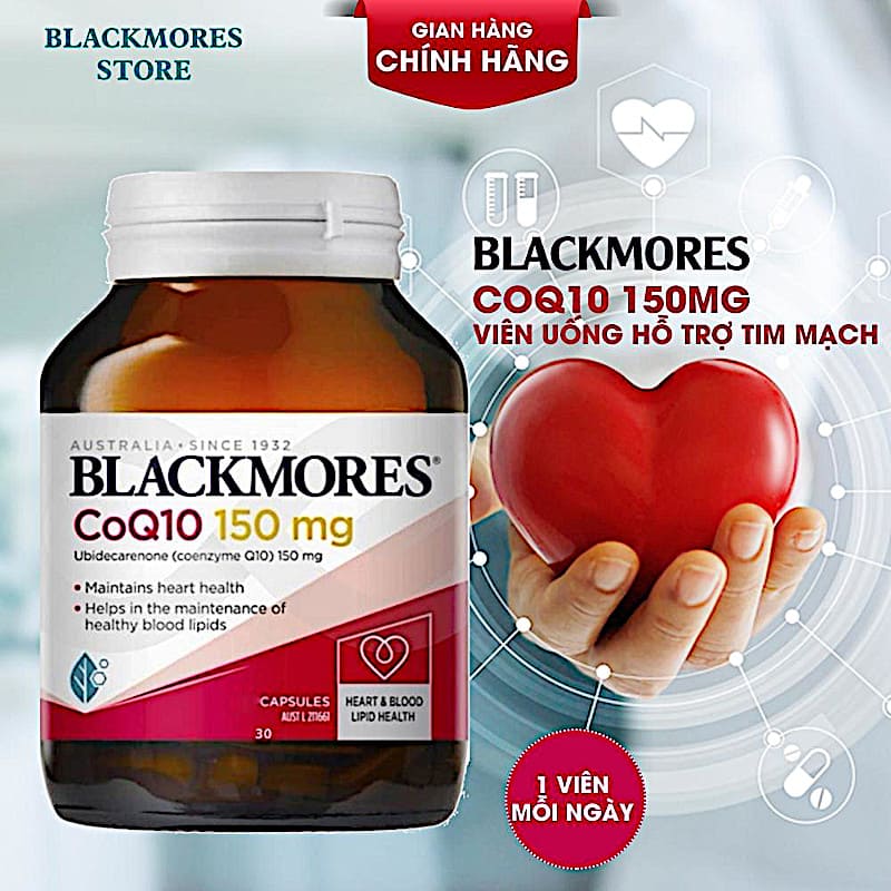 Viên uống BLACKMORES Co Q10 Bảo Vệ Tim Mạch 150mg 30 Viên Viên uống BLACKMORES Co Q10 Bảo Vệ Tim Mạch 150mg 30 Viên