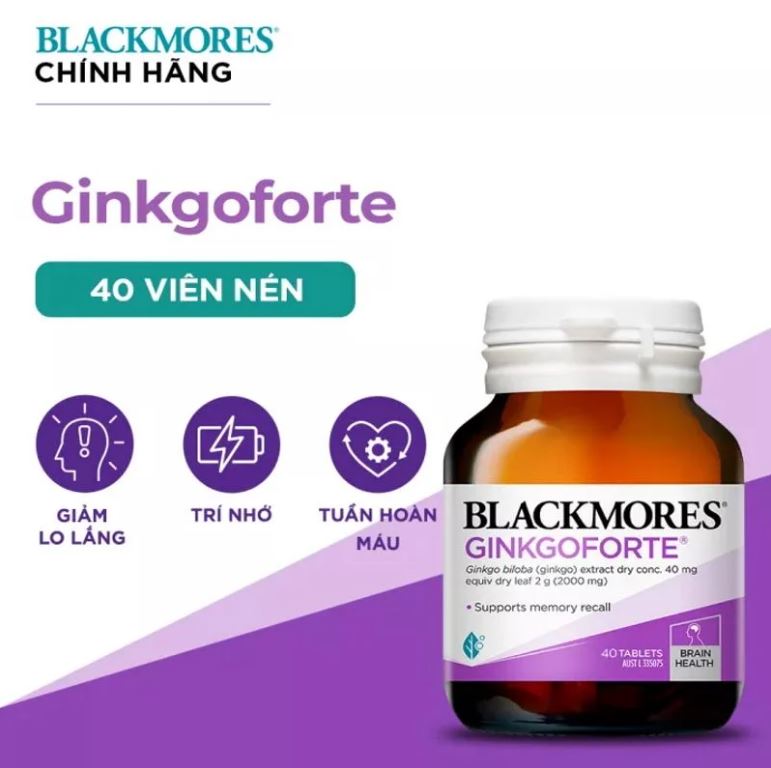 Viên uống BLACKMORES Ginkgo Forte Hỗ Trợ Tuần Hoàn 40 Viên Viên uống BLACKMORES Ginkgo Forte Hỗ Trợ Tuần Hoàn 40 Viên