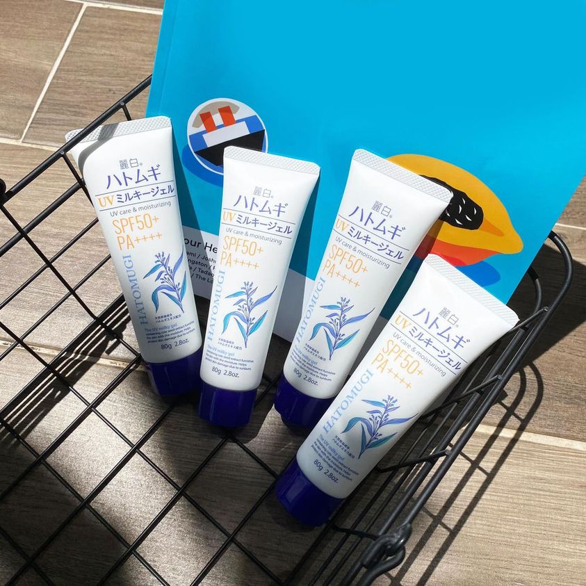 Kem Chống Nắng Hatomugi The UV Milky Gel UV Care & Moisturizing 80g