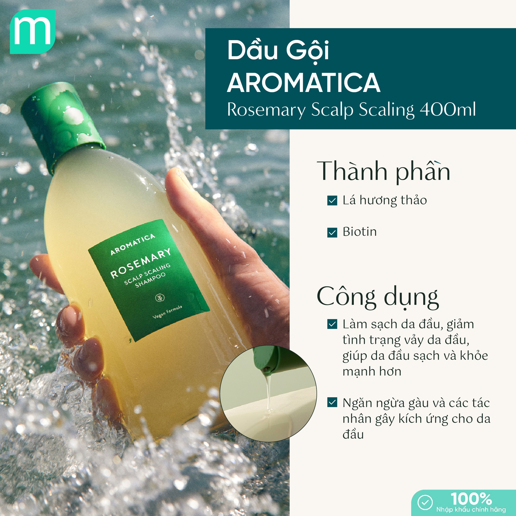 Dầu Gội Aromatica Hương Thảo Rosemary Scalp Scaling Dầu Gội Aromatica Hương Thảo Rosemary Scalp Scaling