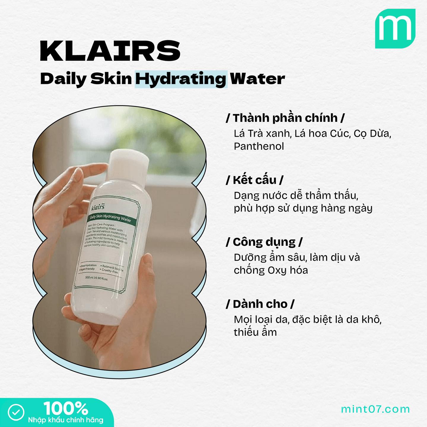 Nước Hoa Hồng Klairs Daily Skin Hydrating Water 500ml