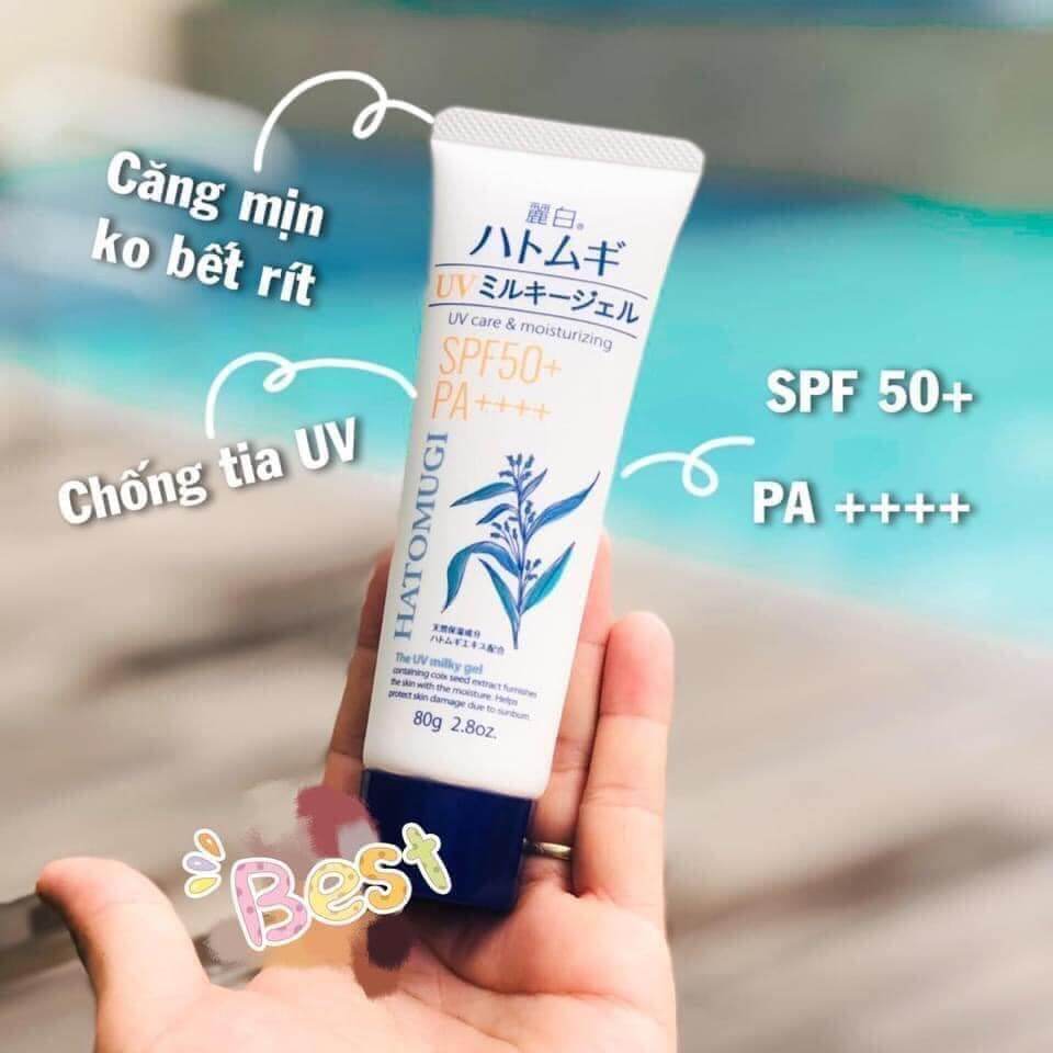 Kem Chống Nắng Hatomugi The UV Milky Gel UV Care & Moisturizing 80g