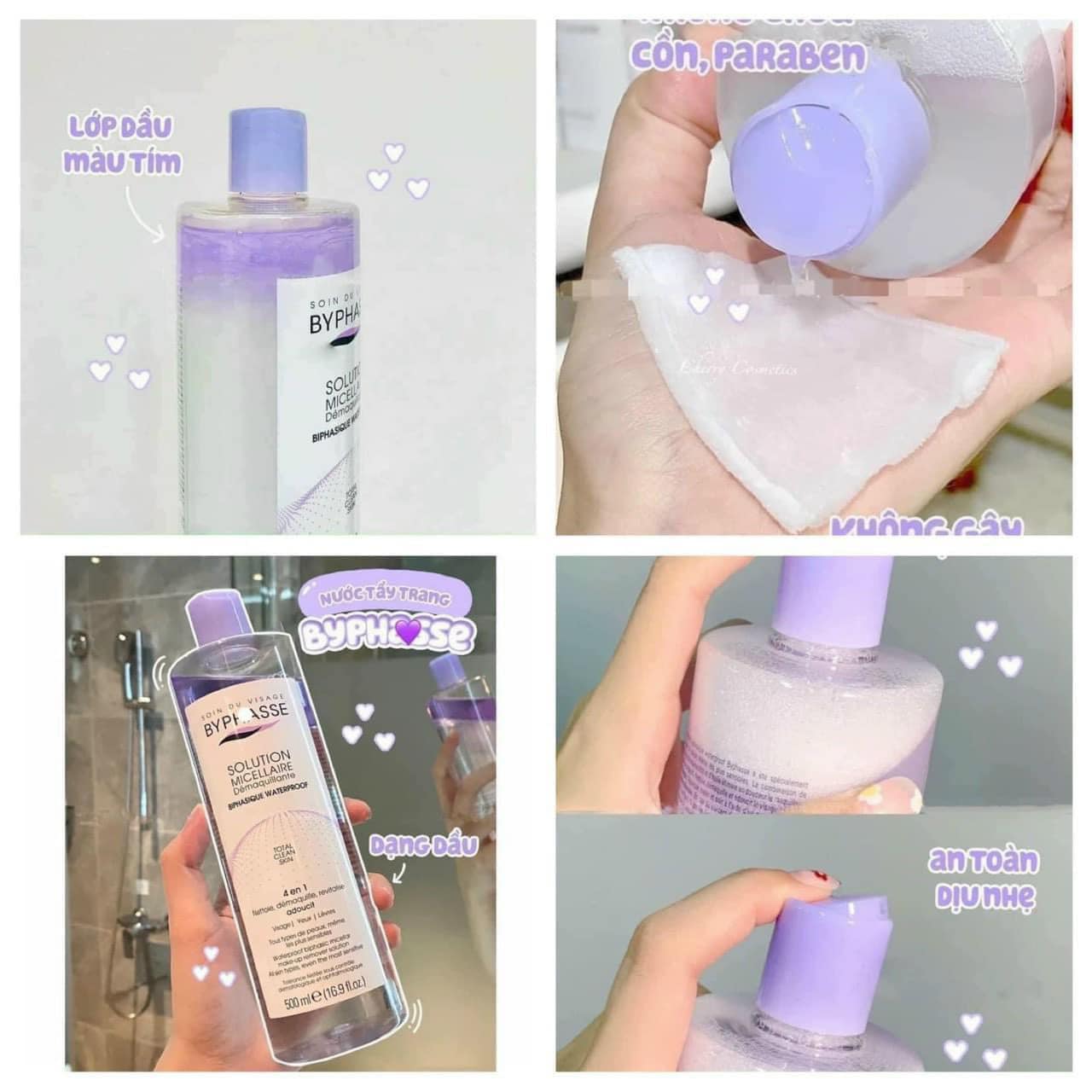 Nước Tẩy Trang 2 Lớp Byphasse Solution Micellaire (Tím) 500ml Nước Tẩy Trang 2 Lớp Byphasse Solution Micellaire (Tím) 500ml