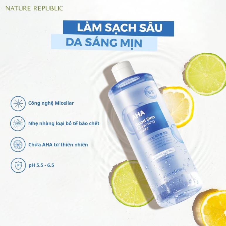 Nước Tẩy Trang Nature Republic Good Skin AHA Ampoule Cleansing Water 500ml