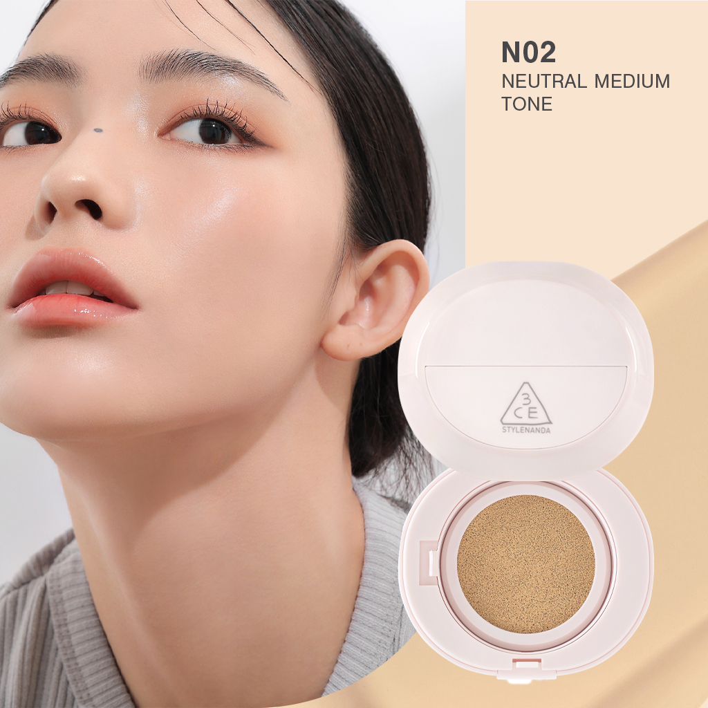 Cushion 3CE Bare Cover SPF40 PA++Che Phủ Tự Nhiên