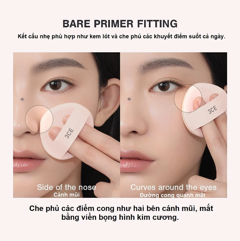 Cushion 3CE Bare Cover SPF40 PA++Che Phủ Tự Nhiên