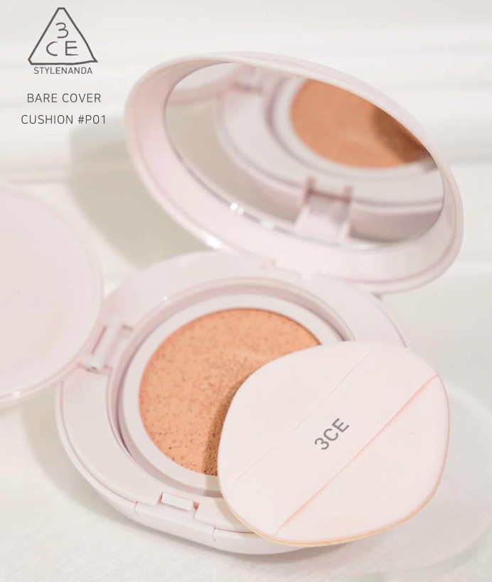 Cushion 3CE Bare Cover SPF40 PA++Che Phủ Tự Nhiên