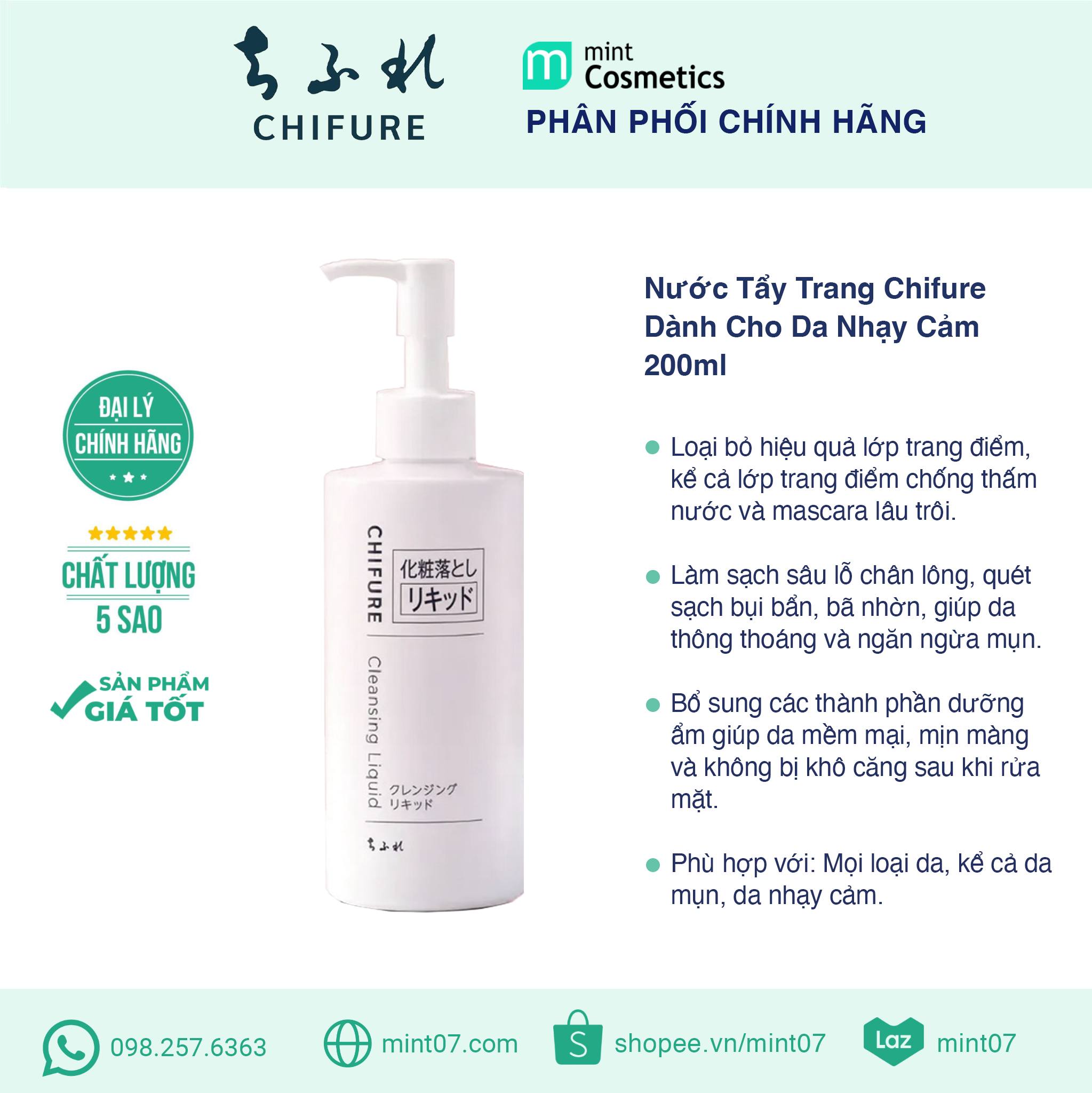 Nước Tẩy Trang Chifure Dành Cho Da Nhạy Cảm 200ml