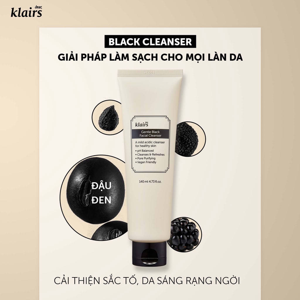 Sữa Rửa Mặt Klairs Gentle Black Facial Cleanser 140ml Sữa Rửa Mặt Klairs Gentle Black Facial Cleanser 140ml