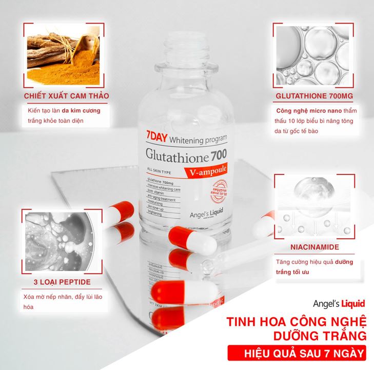 Serum Angel's Liquid 7 Day Whitening Program Glutathione 700 30ml - Mint Cosmetics - Save The Best For You! Serum Angel's Liquid 7 Day Whitening Program Glutathione 700 30ml - Mint Cosmetics - Save The Best For You!