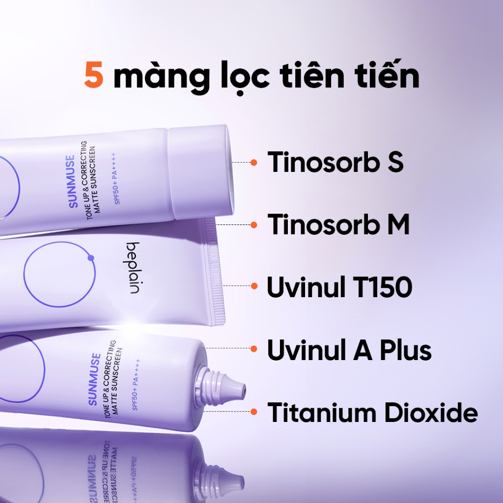 Kem Chống Nắng Beplain Sunmuse Tone Up & Correcting Matte Sunscreen SPF50+ PA++++ 50ml