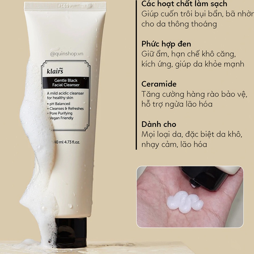 Sữa Rửa Mặt Klairs Gentle Black Facial Cleanser 140ml Sữa Rửa Mặt Klairs Gentle Black Facial Cleanser 140ml
