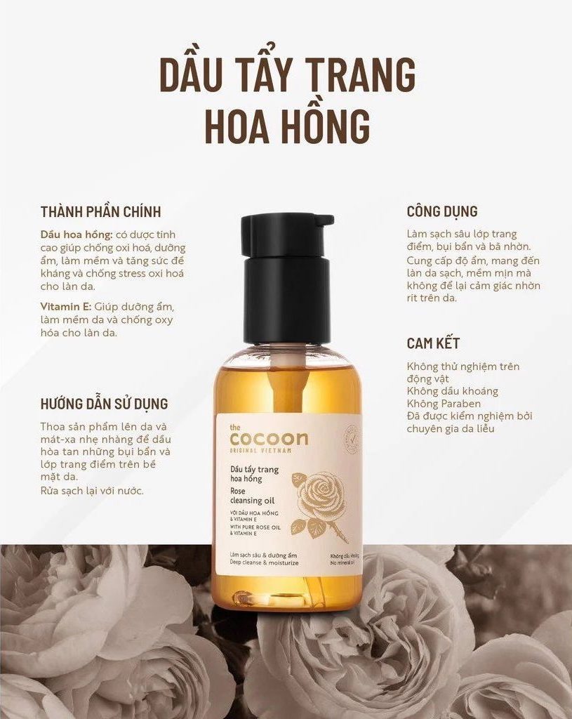Dầu Tẩy Trang Cocoon Chiết Xuất Hoa Hồng 310ml Dầu Tẩy Trang Cocoon Chiết Xuất Hoa Hồng 310ml