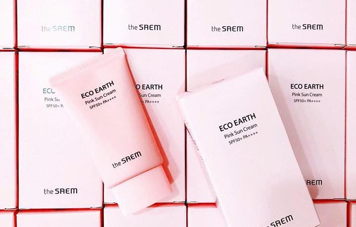 Kem chống nắng The Saem Eco Earth Pink Sun Cream 50g