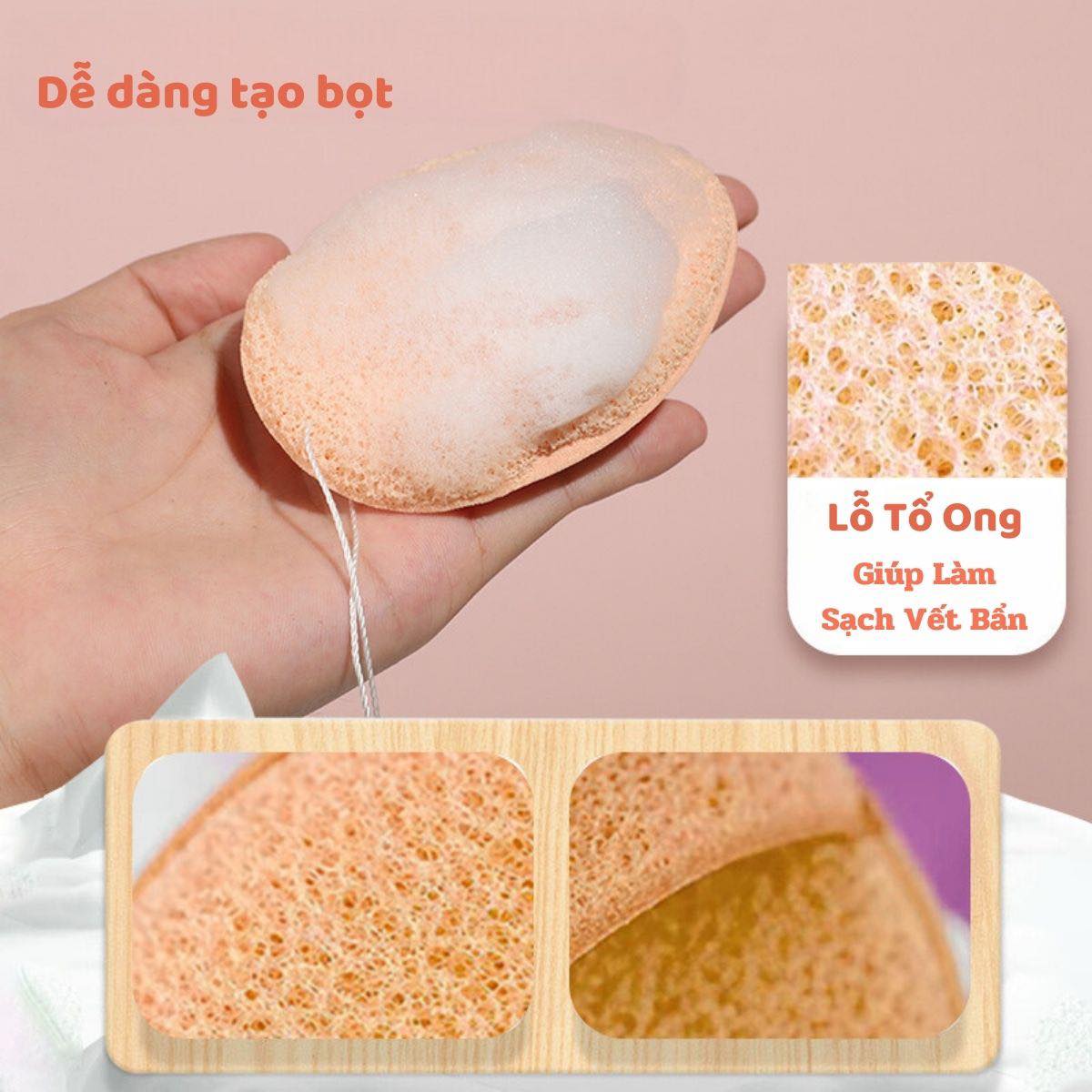 Bông Mút Rửa Mặt Vacosi Hình Giọt Nước Màu Hồng BP63