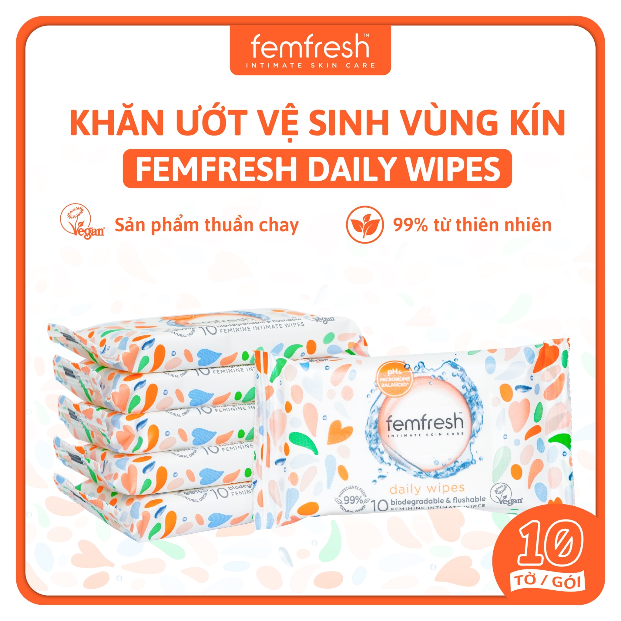 Khăn Ướt Vệ Sinh Vùng Kín Femfresh Daily Wipes 10 miếng Khăn Ướt Vệ Sinh Vùng Kín Femfresh Daily Wipes 10 miếng
