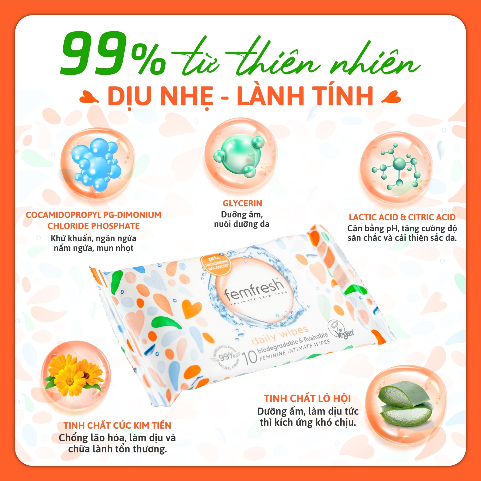 Khăn Ướt Vệ Sinh Vùng Kín Femfresh Daily Wipes 10 miếng Khăn Ướt Vệ Sinh Vùng Kín Femfresh Daily Wipes 10 miếng