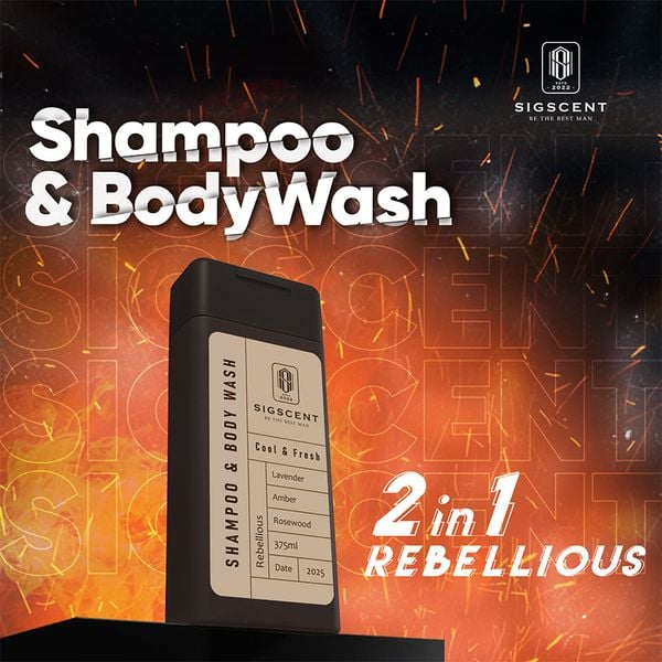 Dầu gội Sữa tắm 2in1 cho Nam Sigscent Rebellious 375ml