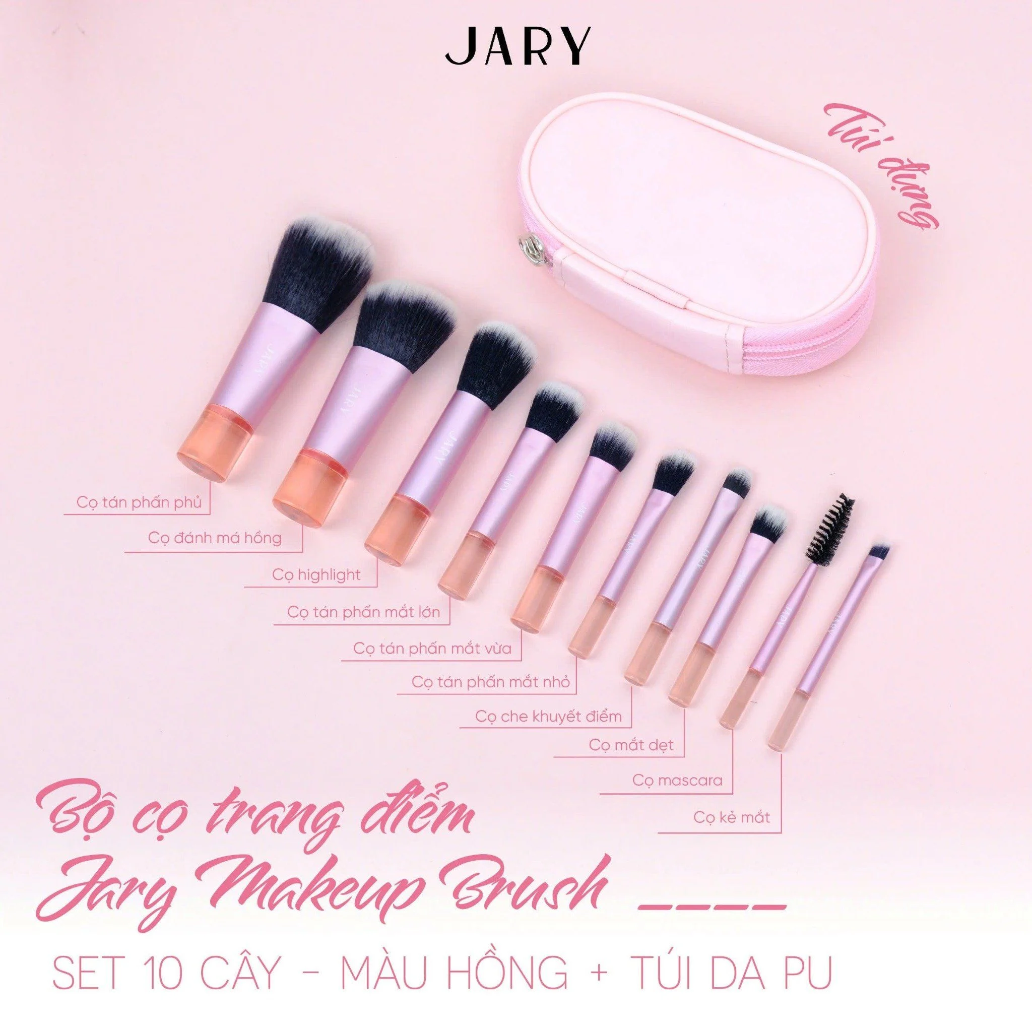 Set Cọ Trang điểm Jary Makeup Brush 10 Cây Set Cọ Trang điểm Jary Makeup Brush 10 Cây