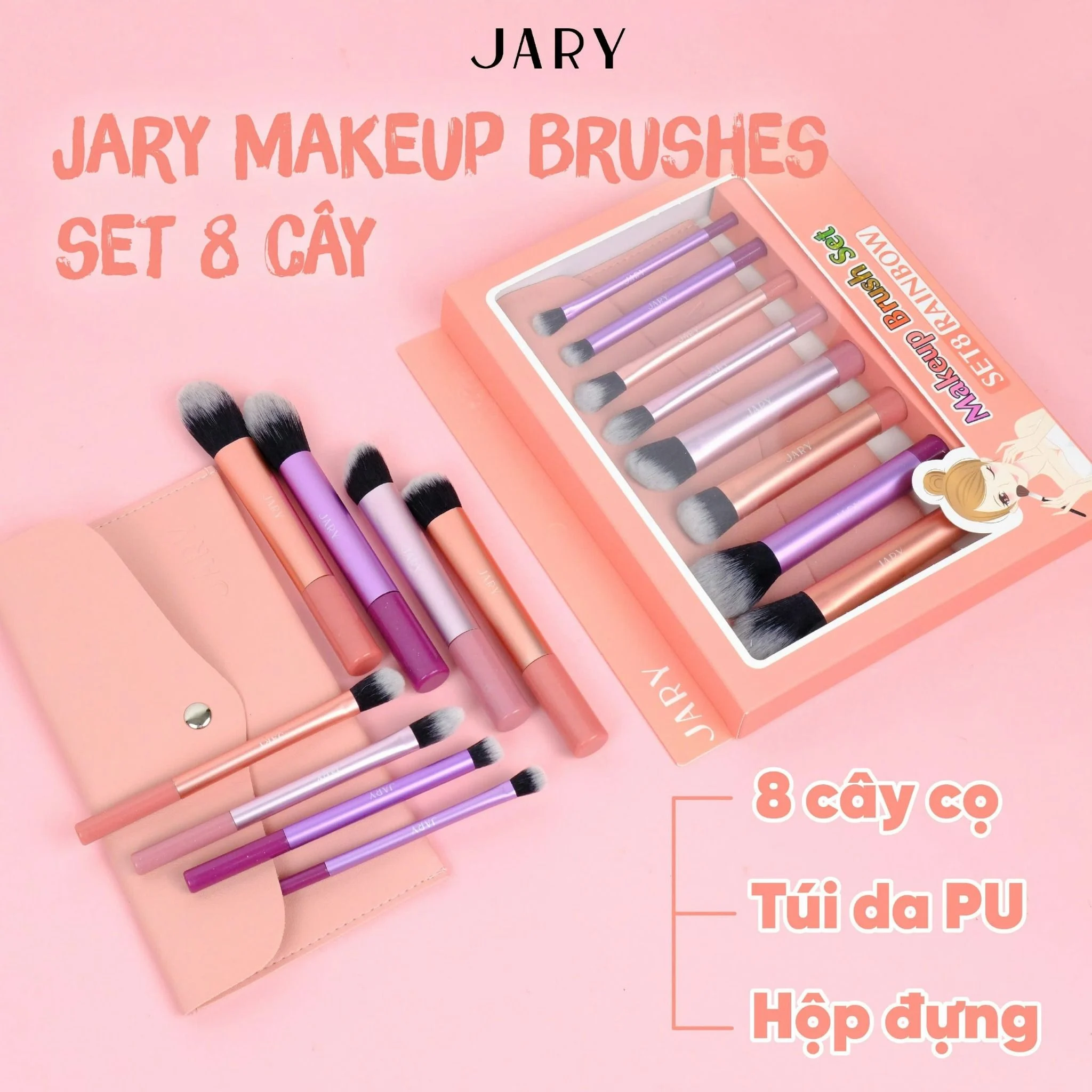 Set Cọ Trang điểm Jary Makeup Brush 8 Cây Set Cọ Trang điểm Jary Makeup Brush 8 Cây